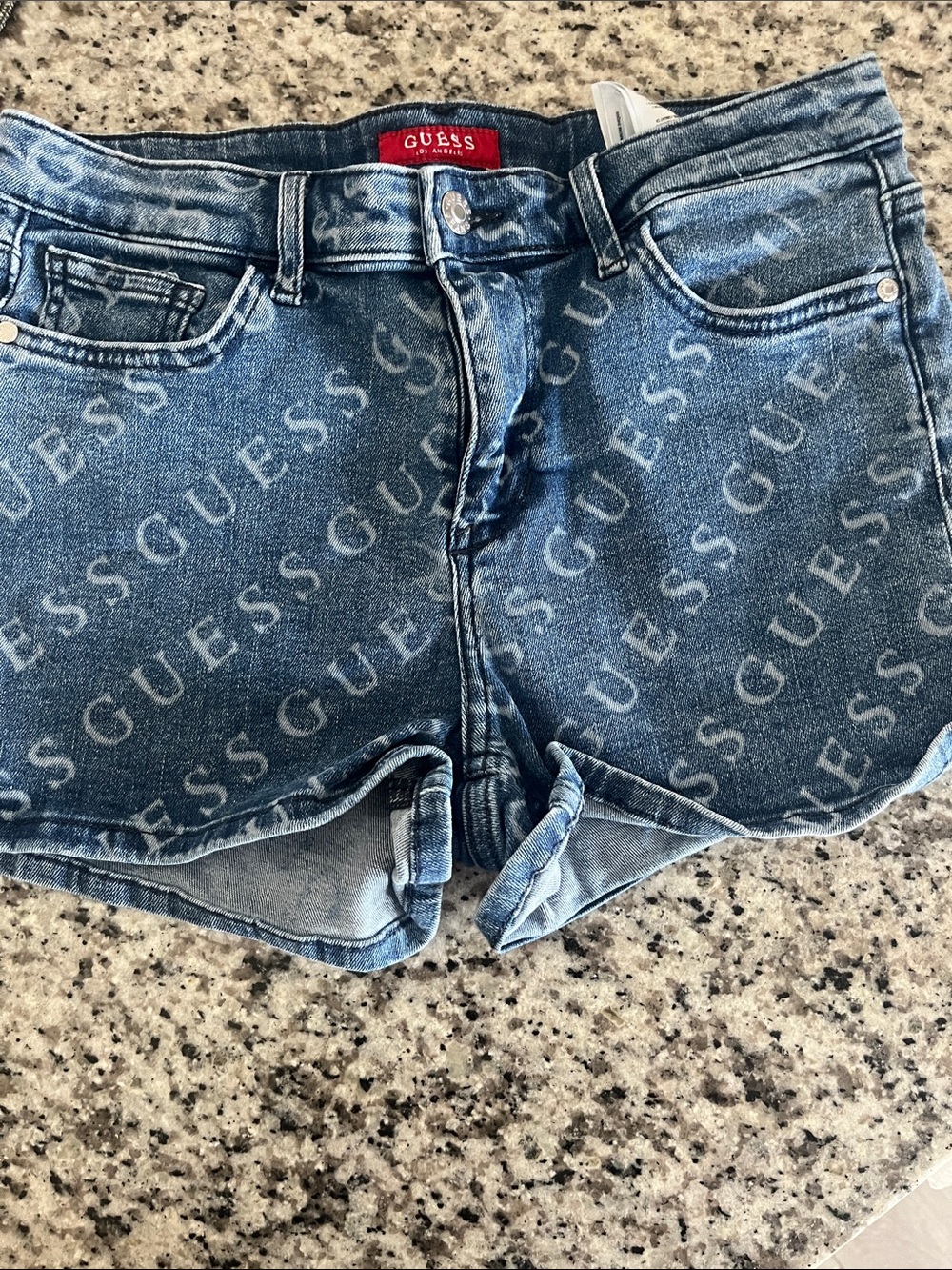 GUESS Women's Medium Blue Logo Denim Shorts